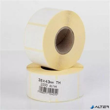 Etikett, thermo, 38x43 mm, 1000 etikett/tekercs, fehér