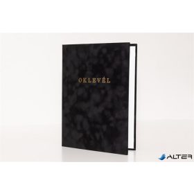 Oklevéltartó, A4, exkluzív, plüss, aranyozva, fekete