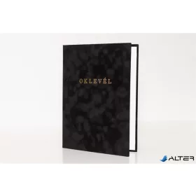 Oklevéltartó, A4, exkluzív, plüss, aranyozva, fekete