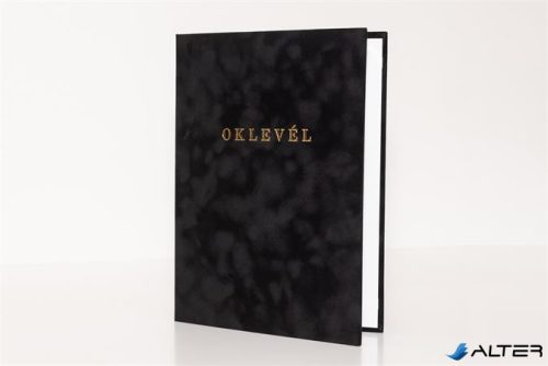 Oklevéltartó, A4, exkluzív, plüss, aranyozva, fekete