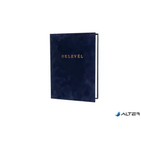 Oklevéltartó, A4, exkluzív, plüss, aranyozva, kék