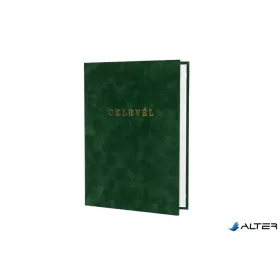 Oklevéltartó, A4, exkluzív, plüss, aranyozva, zöld
