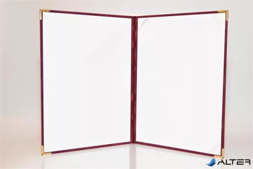 Oklevéltartó, A4, exkluzív, plüss, 4 fém sarokkal, bordó