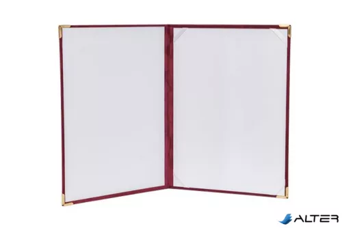 Oklevéltartó, A4, exkluzív, plüss, 4 fém sarokkal, bordó