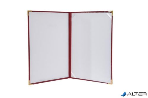 Oklevéltartó, A4, exkluzív, műbőr, 4 fém sarokkal, bordó