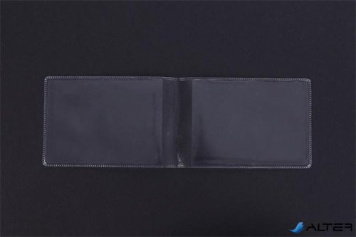 Diák- és igazolványtartó, 2 lapos, PVC, átlátszó