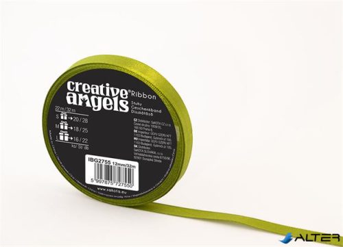 Szatén szalag, 12 mm x 32 m, zöld