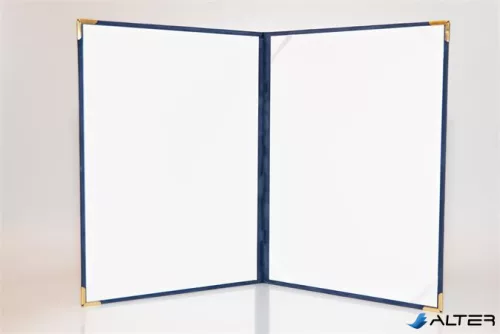 Oklevéltartó, A4, exkluzív, plüss, 4 fém sarokkal, kék