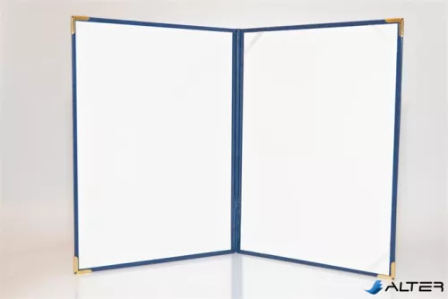 Oklevéltartó, A4, exkluzív, műbőr, 4 fém sarokkal, kék