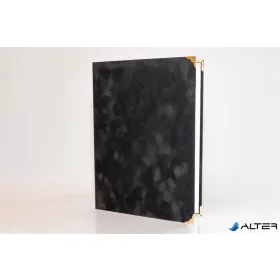   Oklevéltartó, A4, exkluzív, plüss, 4 fém sarokkal, fekete