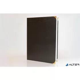   Oklevéltartó, A4, exkluzív, műbőr, 4 fém sarokkal, fekete