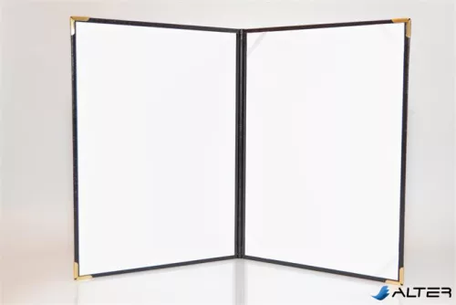 Oklevéltartó, A4, exkluzív, műbőr, 4 fém sarokkal, fekete