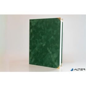   Oklevéltartó, A4, exkluzív, plüss, 4 fém sarokkal, zöld