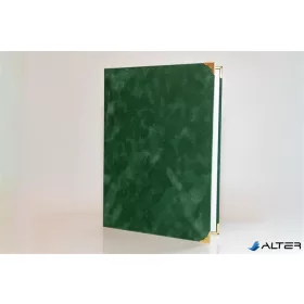   Oklevéltartó, A4, exkluzív, plüss, 4 fém sarokkal, zöld