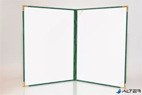 Oklevéltartó, A4, exkluzív, plüss, 4 fém sarokkal, zöld