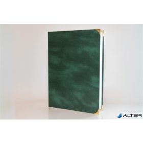   Oklevéltartó, A4, exkluzív, műbőr, 4 fém sarokkal, zöld