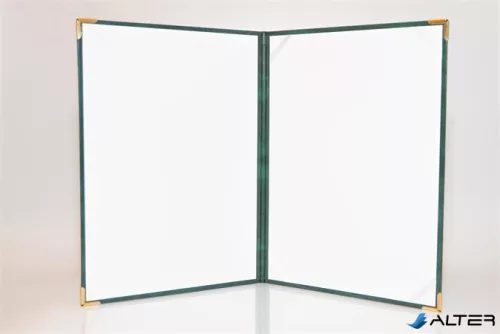 Oklevéltartó, A4, exkluzív, műbőr, 4 fém sarokkal, zöld