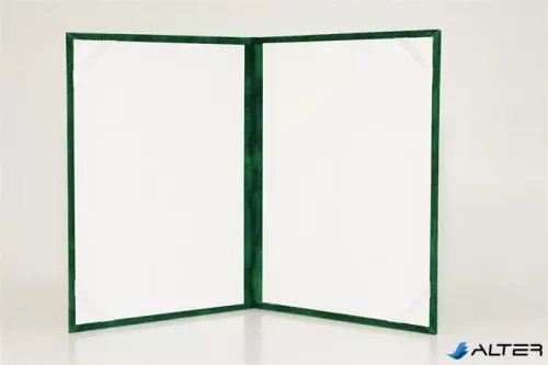 Oklevéltartó, A5, exkluzív, plüss, 1 db  fekvő, A4-es oklevélhez, zöld