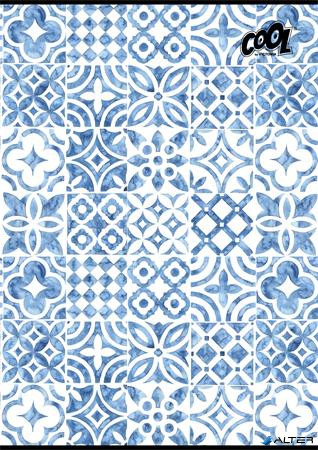 Füzet, tűzött, A4, kockás, 80 lap, COOL BY VICTORIA "Mediterrain patterns"