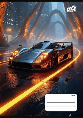 Füzet, tűzött, A5, vonalas, 32 lap, 2. osztály, COOL BY VICTORIA "Future Cars", "16-32"
