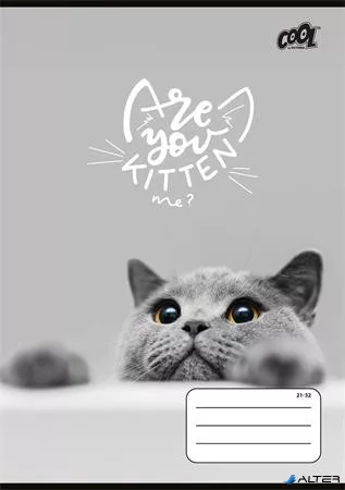 Füzet, tűzött, A5, vonalas, 32 lap, 4-8. osztály, COOL BY VICTORIA "Cats Forever", "21-32"