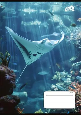Füzet, tűzött, A5, kockás, 32 lap, COOL BY VICTORIA "Ocean World", "27-32"