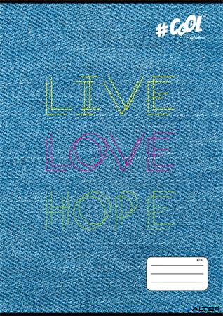 Füzet, tűzött, A4, kockás, 32 lap, COOL BY VICTORIA, "Live-love-hope", "87-32"