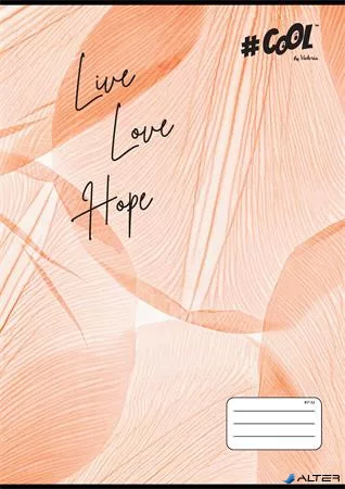 Füzet, tűzött, A4, kockás, 32 lap, COOL BY VICTORIA, "Live-love-hope", "87-32"