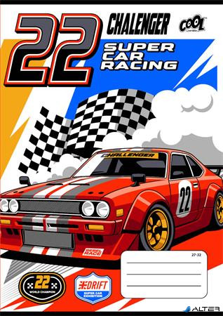 Füzet, tűzött, A5, kockás, 32 lap, COOL BY VICTORIA "Race cars", "27-32"