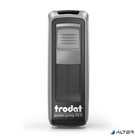 Bélyegző, TRODAT "Pocket Printy 9511", ezüst ház, fekete párnával
