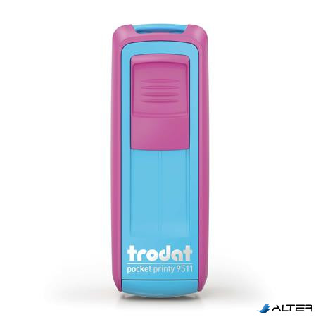 Bélyegző, TRODAT "Pocket Printy 9511", pink-türkiz ház, fekete párnával