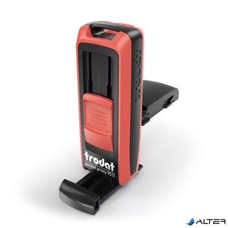 Bélyegző, TRODAT "Pocket Printy 9511", piros ház, fekete párnával