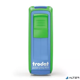   Bélyegző, TRODAT 'Pocket Printy 9511', zöld-kék ház, fekete párnával