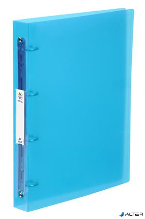 Gyűrűs könyv, 4 gyűrű, 40 mm, A4, maxi, PP, cserélhető címke, VIQUEL "Propyglass", kék