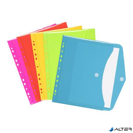 Irattartó tasak, A4, PP, patentos, VIQUEL "Happy Fluo", vegyes