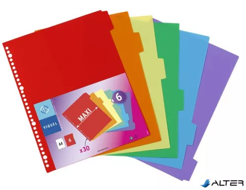 Regiszter, műanyag, A4 Maxi, 6 részes, VIQUEL