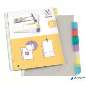   Genotherm, lefűzhető, jelölőfüles, A4, 90 mikron, víztiszta, 8 részes, VIQUEL