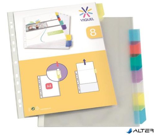 Genotherm, lefűzhető, jelölőfüles, A4, 90 mikron, víztiszta, 8 részes, VIQUEL
