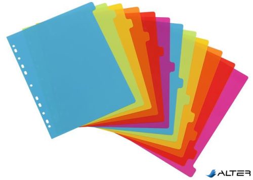 Regiszter, műanyag, A4 Maxi, 12 részes, VIQUEL, 'Happy Fluo', színes