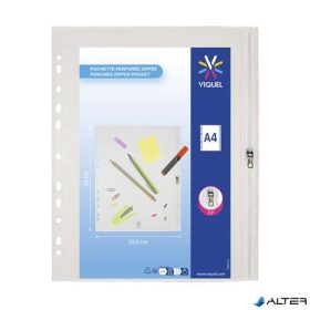   Irattartó tasak, A4, PP, zipzáras, VIQUEL 'Pockets', áttetsző