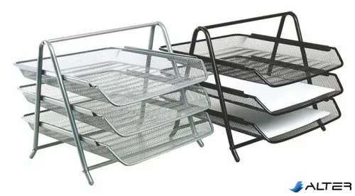 Irattálca, fémhálós, 3 részes, VICTORIA OFFICE, fekete