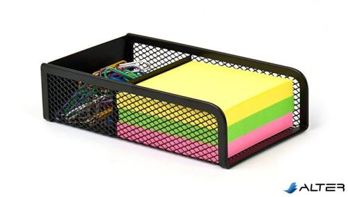 Kockatömbtartó és gemkapocstartó, fémhálós, VICTORIA OFFICE, fekete
