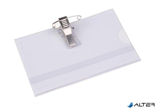 Névkitűző, csíptetővel és tűvel, 88x54 mm, VICTORIA OFFICE