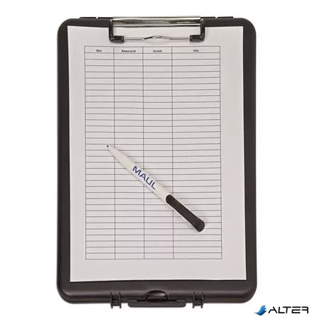 Felírótábla, A4, műanyag, tárolórekesszel, MAUL, fekete