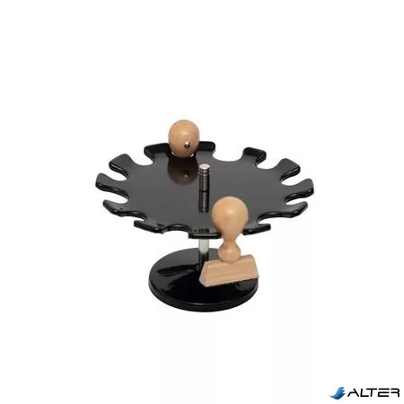 Bélyegző tartó állvány, kör, 1 szintes, 12 hely, MAUL, fekete