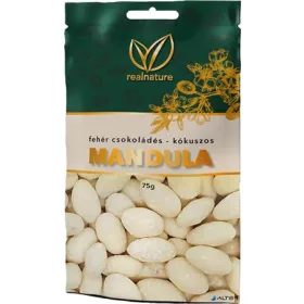 Mandula, 75 g, REAL NATURE, kókuszos-fehércsokoládés