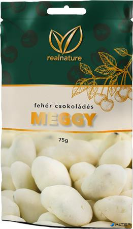 Aszalt meggy, 75 g, REAL NATURE, fehércsokoládés