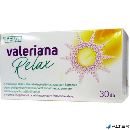 Étrend-kiegészítő lágyzselatin kapszula, 30 db, VALERIANA "Relax", gyógynövénykivonatokkal