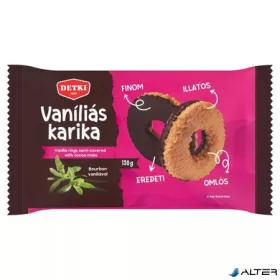   Vaníliás karika, 150 g, DETKI, étbevonóval félig mártva