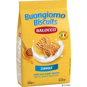   Reggeliző keksz, 350 g BALOCCO "Zuppole", tej- és barna cukordarabos